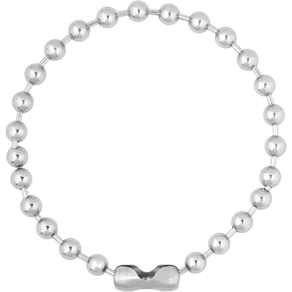 Y2K Beaded Chain Necklace Silver-tone Titanium Steel 18 Inch Gothic Punk